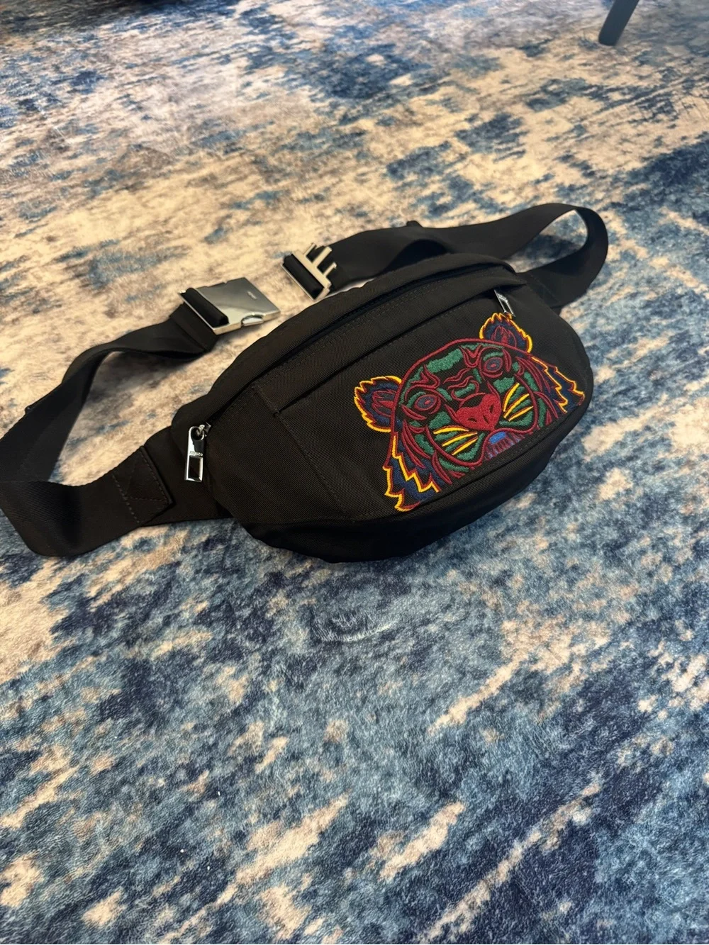 Kenzo Black Belt Bag with Multicolor Tiger Embroidery - Picture 2 of 5